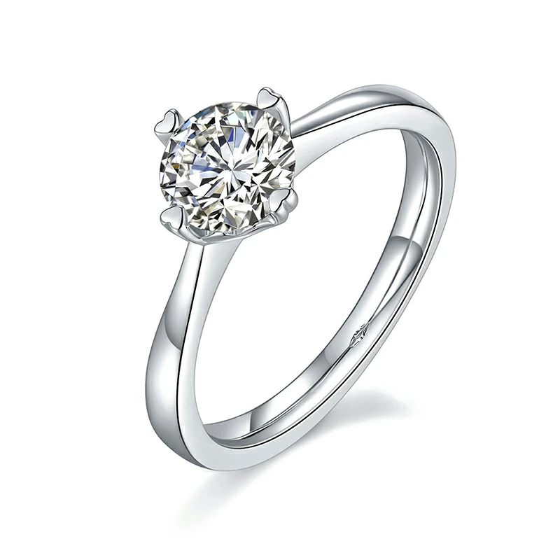 0.5 Carat 5 Mm Round White Gold Plated 925 Silver Moissanite Ring Prong-set Jewellery Perfect Gift For Girlfriend 1