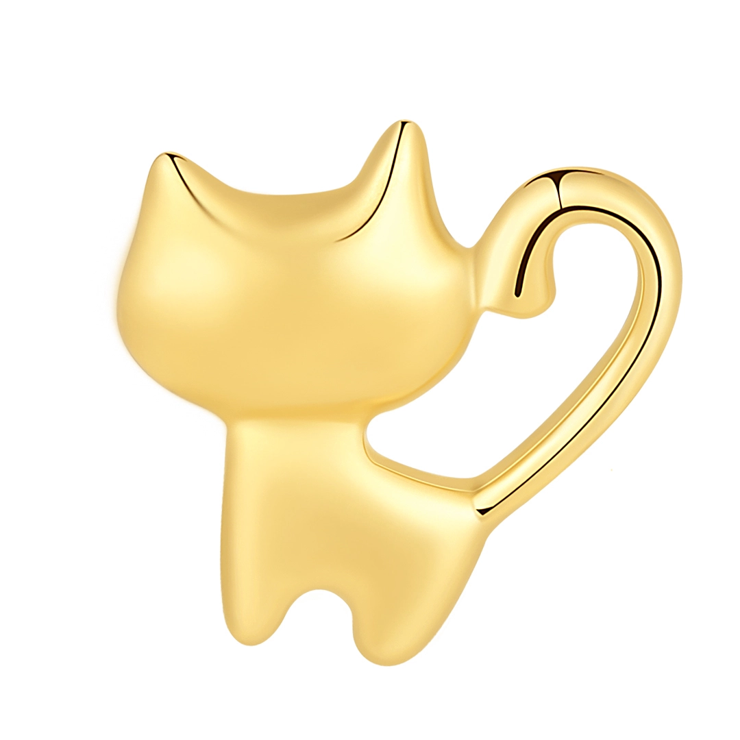 Eternal Metal 14k Solid Gold Jewelry Treaded Cat Ends Labret Tops 1