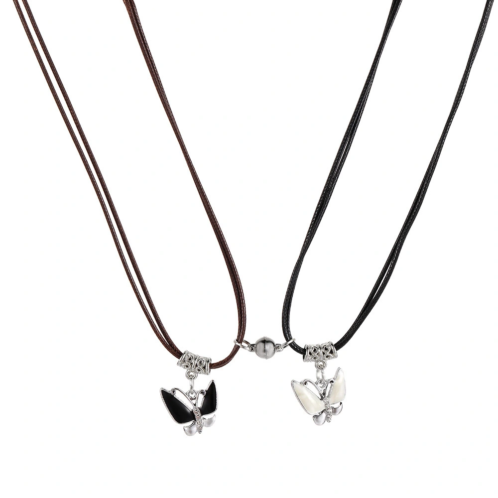 Popular European And American Magnetic Attraction Set With Lovers Necklace Best Friend Hollow Butterfly Bbf Women's Necklace 1