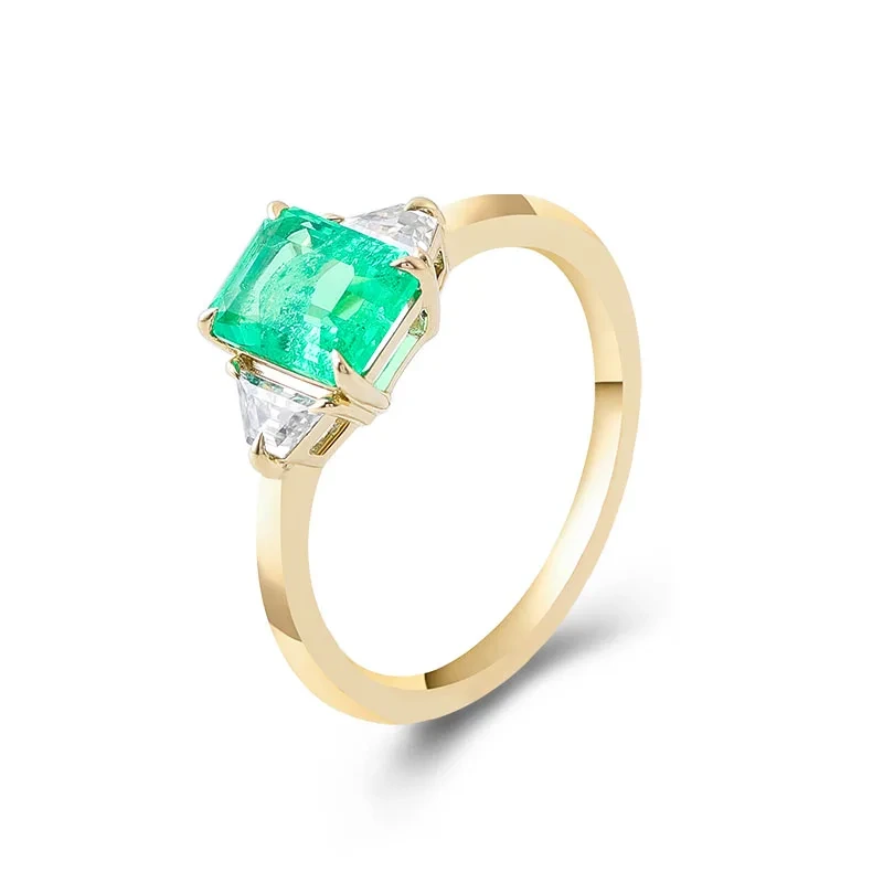 Classical Emerald Gemstone Diamond Gold Wedding Rings For Woman 1