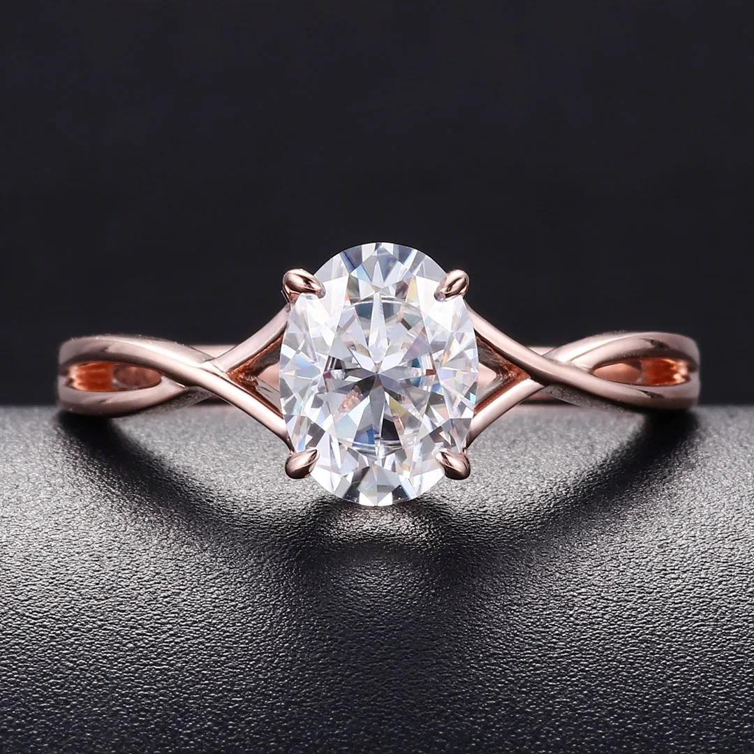 Gold Moissanite Rings 10k 14k 18k Solid Gold Wedding Ring Women Solitaire Oval Cut Moissanite Diamond Engagement Ring For Women 1