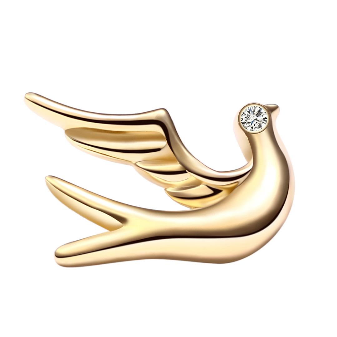 Eternal Metal 14k Solid Gold Polished Flying Seagull Ear&nose Piercing Navel&labret Jewelry Internally Threaded Ends Tops 1