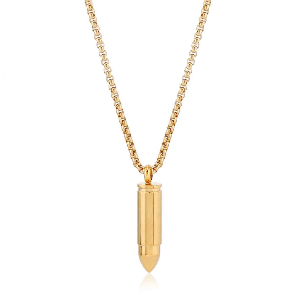 Wholesale 2022 Creative Bullet-shaped Gold-plated Necklace Men's Necklace Stainless Steel 1