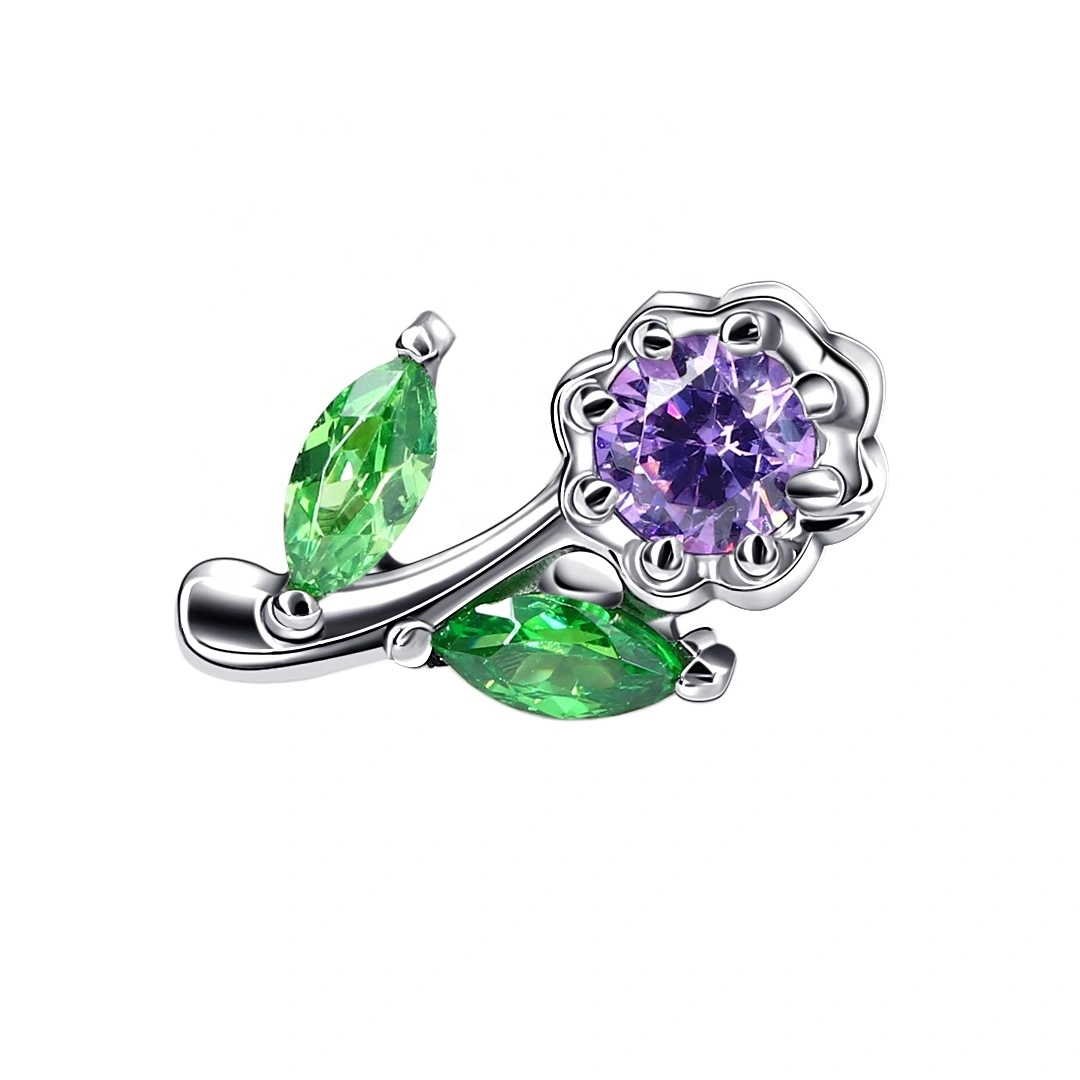 Eternal Metal Flower Shaped Threadless Ends Astm F136 Piercing 1