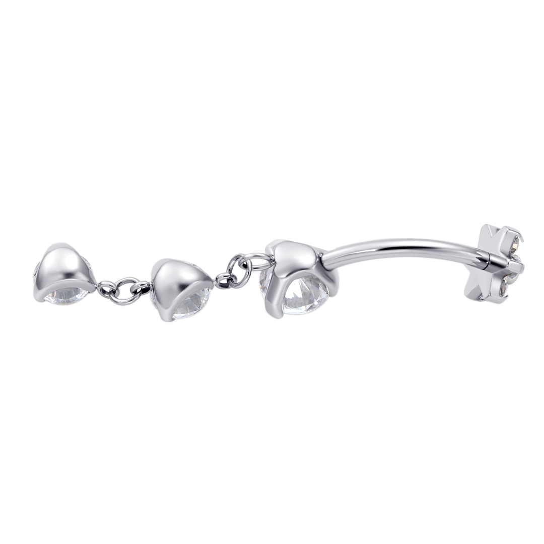 Eternal Metal New Design Astm F136 Titanium Implated Flower<000000>love Clear Cz Threaded Top Belly Ring Navel Piercing Jewelry 9