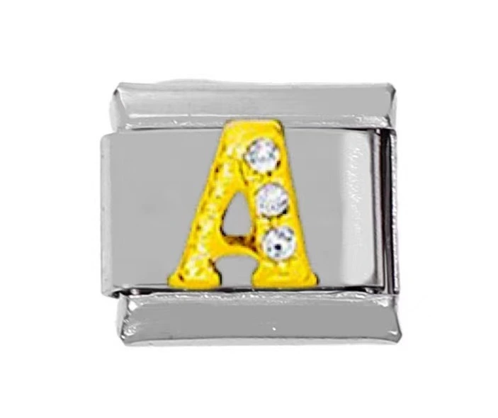 2024 Diy Personalized Shining 26 Letters 304 Stainless Steel Italian Charm Bracelet 9mm * 10mm Module 1
