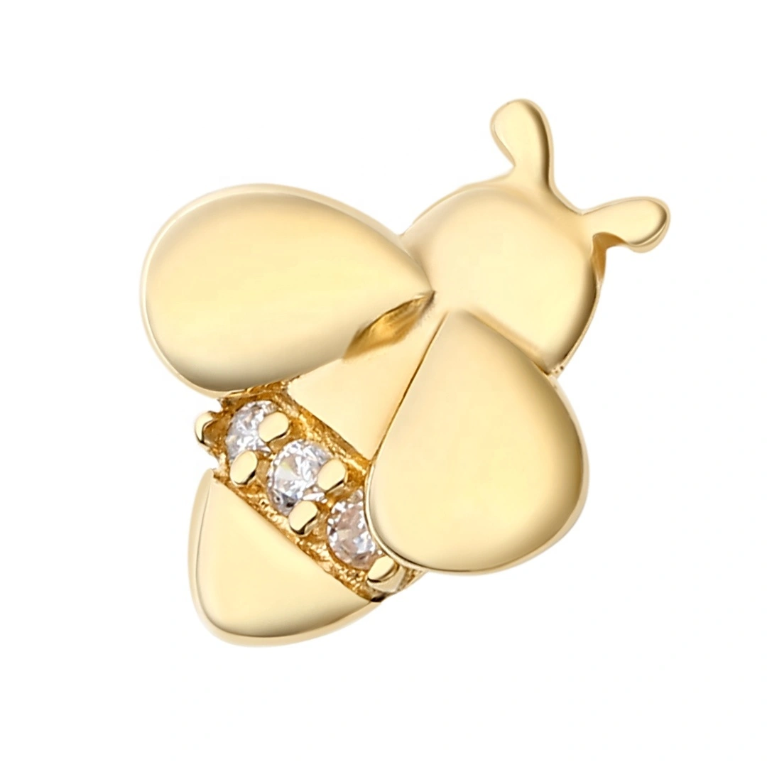 Eternal Metal 14k Solid Gold Bee Shaped Threaded Ends Piercing Jewelry 1