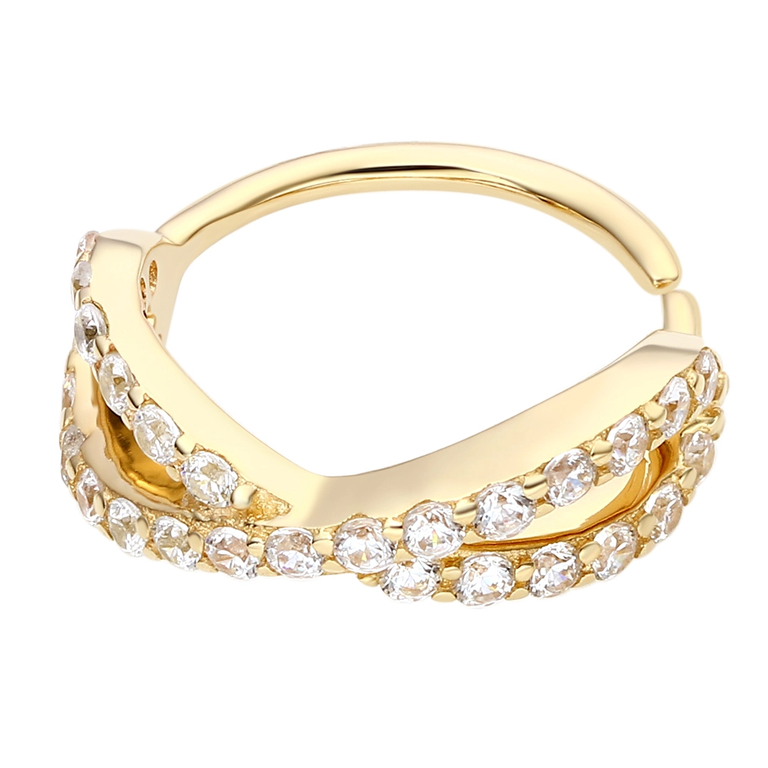 Eternal Metal 14k Solid Gold 5a Cz Paved Infinity Nose  Cartilage Hoop Ring Bellylabret Piercing Jewelry 1