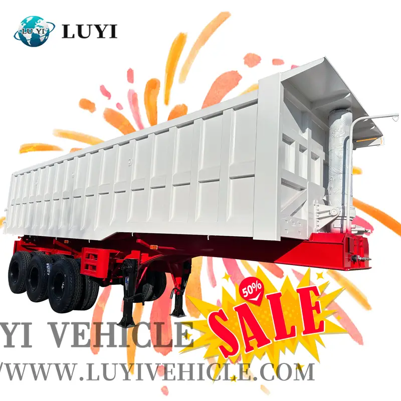 High Quality 3axles 50 Ton 4 Axles 80 Ton Transport Sand Coal Stone Mine Hydraulic Rear End Dump Semi-trailer 1