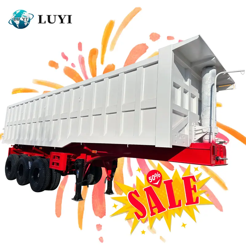 High Quality 3axles 50 Ton 4 Axles 80 Ton Transport Sand Coal Stone Mine Hydraulic Rear End Dump Semi-trailer 1