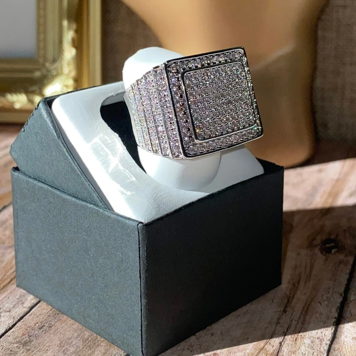 Big Man Hip Hop Style Fashion Chunky 14k Moissanite Diamond Anillo de oro árabe Anillos de boda 1
