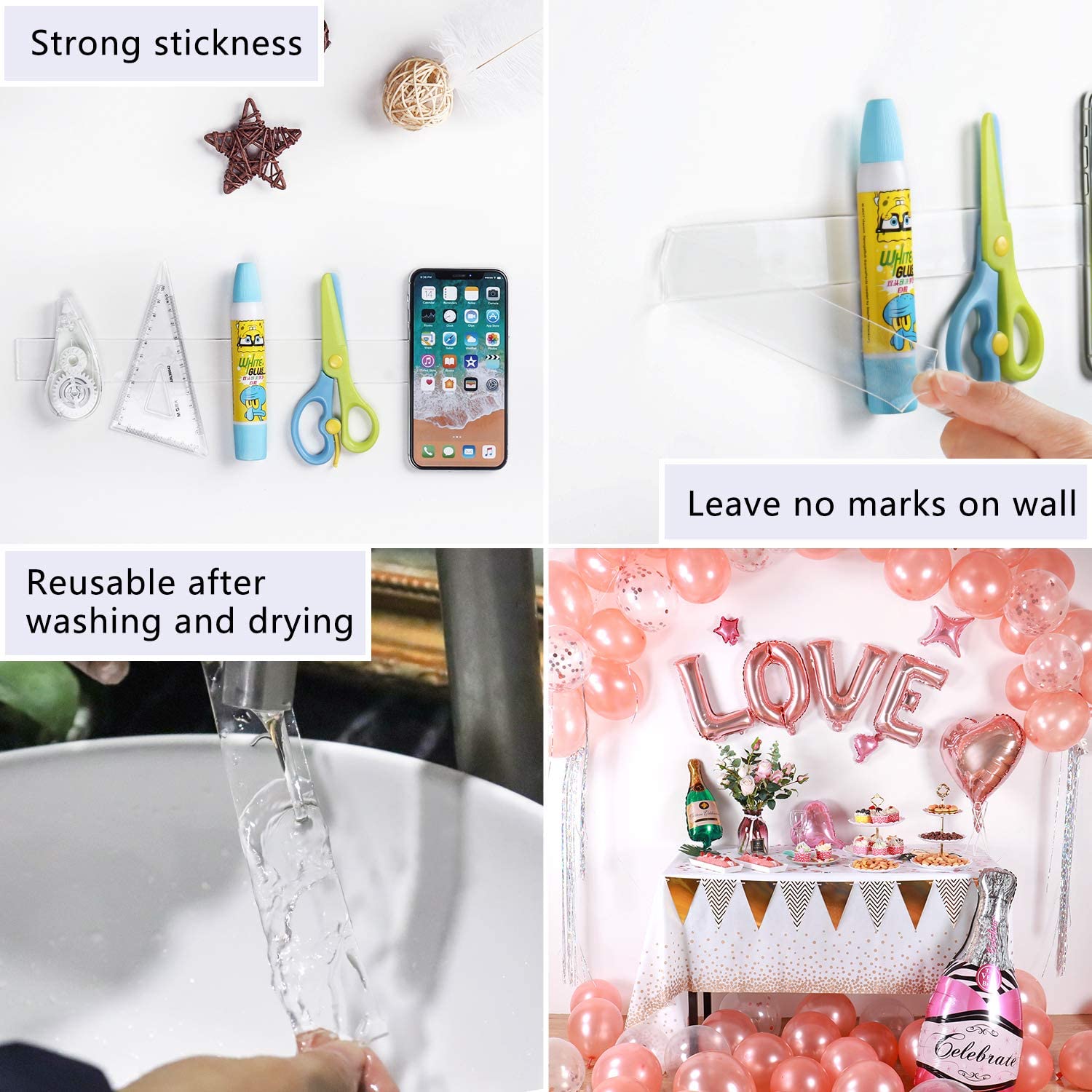 Reusable Traceless Transparent Gel Tape - Strong Adhesive Nanotape 4