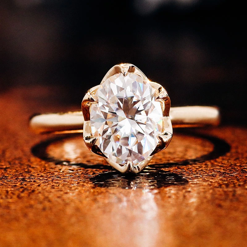 Certificat GRA personnalisé en gros 10k 14K 18K Solide Real Real Gold Moisanite Diamond Diamond Wedding Engagement Ring Set pour femmes bijoux 1