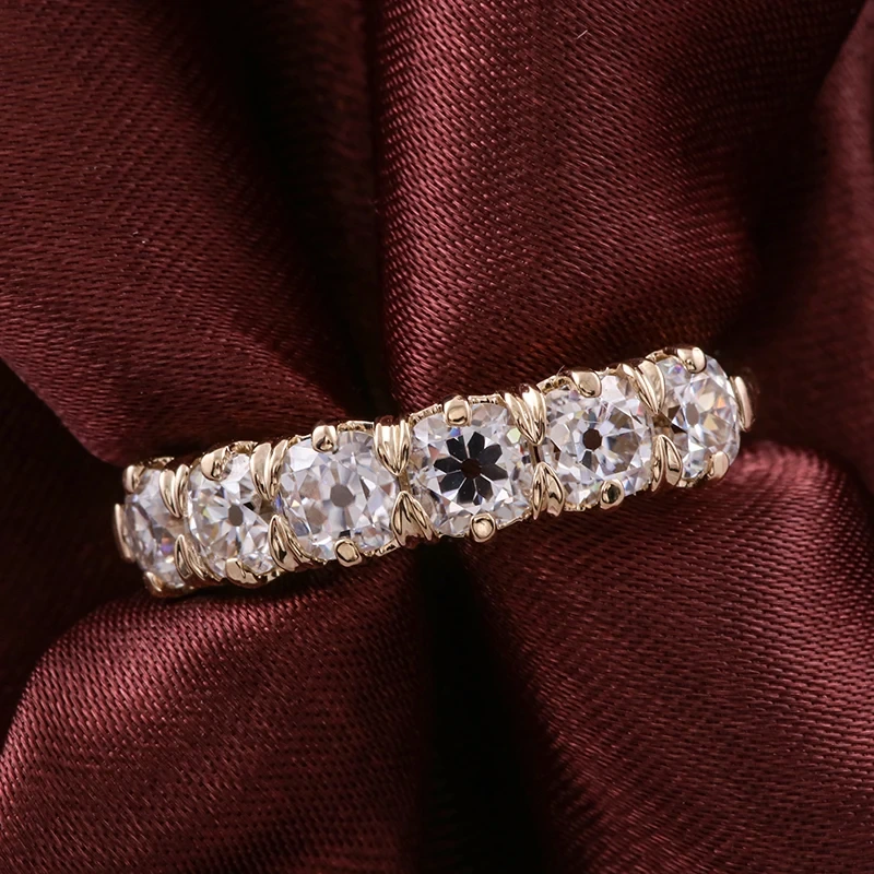 Bague en or 14 carats avec coussin en moissanite de couleur D de 3 mm, style antique 1