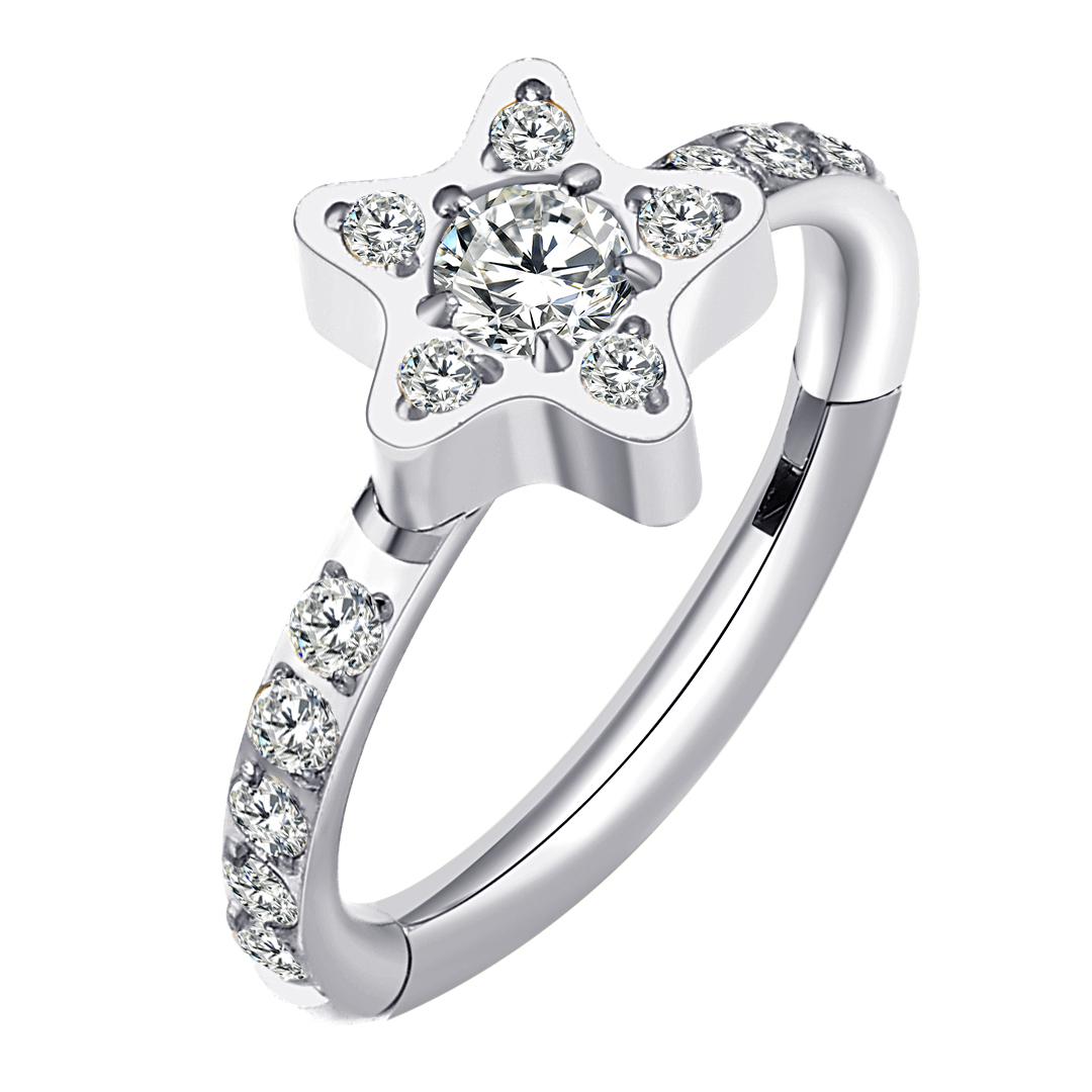 Fashionable Astm F136 Titanium Body Jewelry Cubic Zircon Star Eternal Mental Nose <000000> Earring Piercing Ring Segment For Gift 5