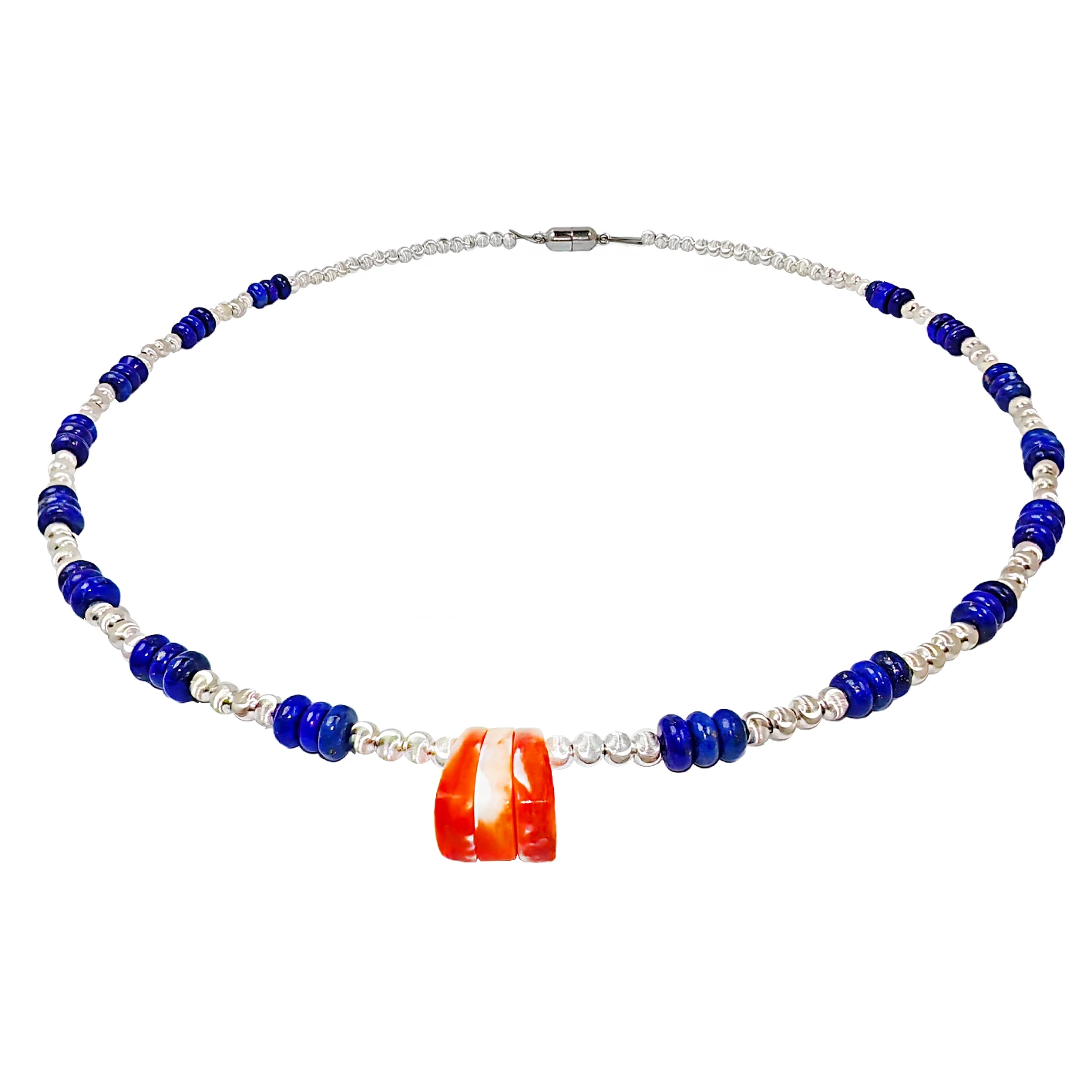 S925 Silver Strings Lapis Lazuli And Red Spiny Oyster To Create An Oriental Style Retro Necklace Full Of Retro Charm 1