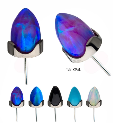 Eternal Metal Astm F136 Titanium 0.45mm Threadless Prong Set Opal Pushin Piercing Jewelry Ends 1