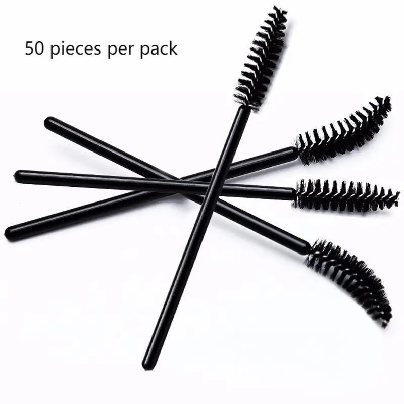 50pcs Curved Nylon Mascara Wands for Eyelash and Eyebrow 1