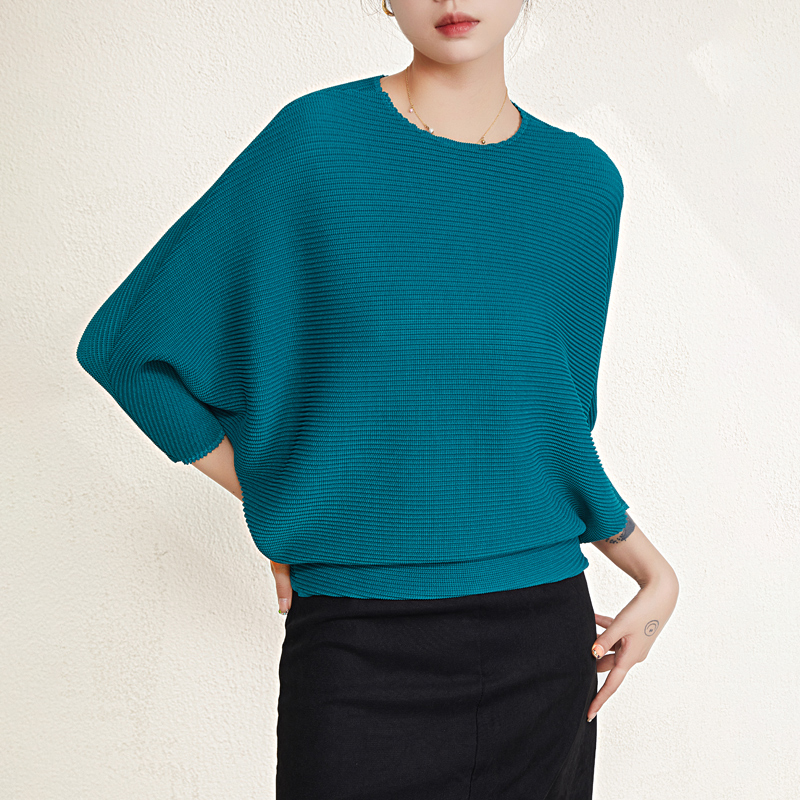 Wholesale Pleated – Private Label <000000> Custom Design Miyake Pleated Women's Tops Women Long Sleeve Mock Neck Shirt Clothing Casual Style Loose Pleated Blouse 15