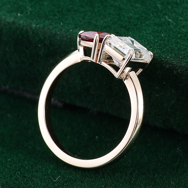 Pear Cut Ruby <000000> Emerald Cut Moissanite Et Moi Ring 18k Yellow Gold Loose Moissanite Ring Women Jewelry Ring 13