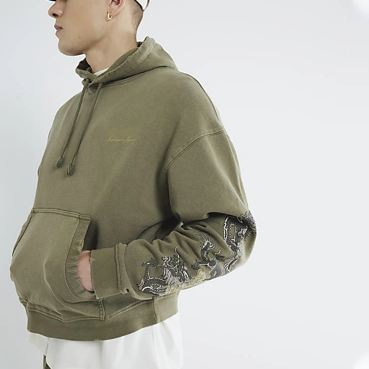 Custom Designer 400gsm Heavy Work Embroidery Hoodies Sweatshirts Organic Cotton French Terry Pullover Hoodie For Men 1