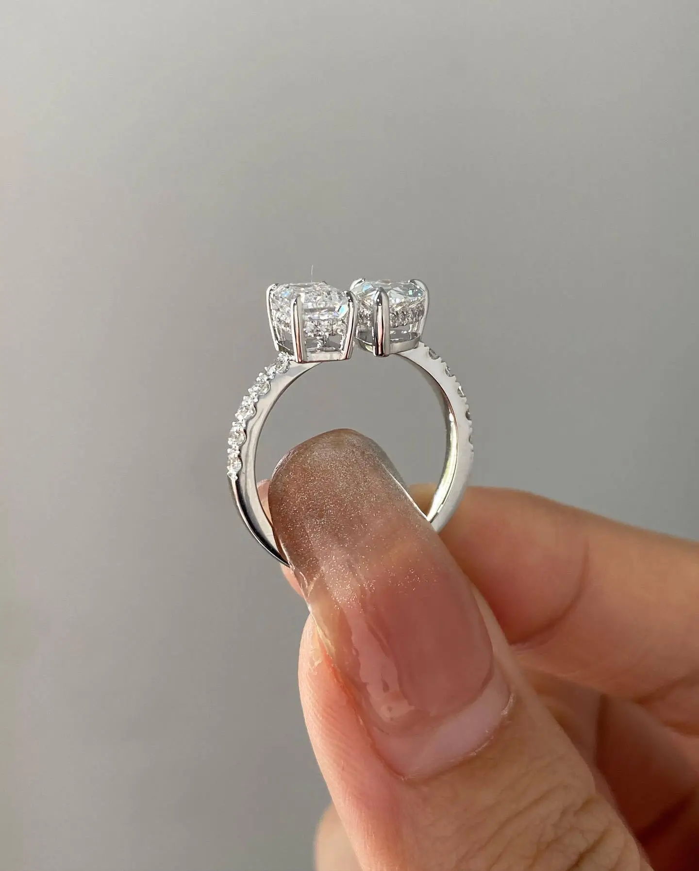 Engagement Hochzeit 1CT Emerald Cut & Birnengeschnitten def VVS 14K 18K Labor Erwachsener Diamanten Verlobungsringe Labor? 1