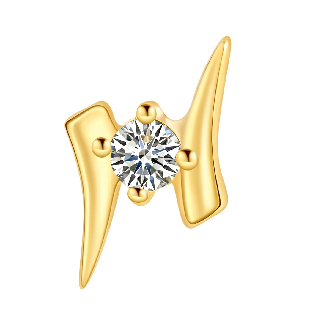 Eternal Metal 14k Solid Gold Cz Cute Zircon Stone Wedding Fashion Nose Piercing Jewelry With Threadless Ends For Parties Gifts 1