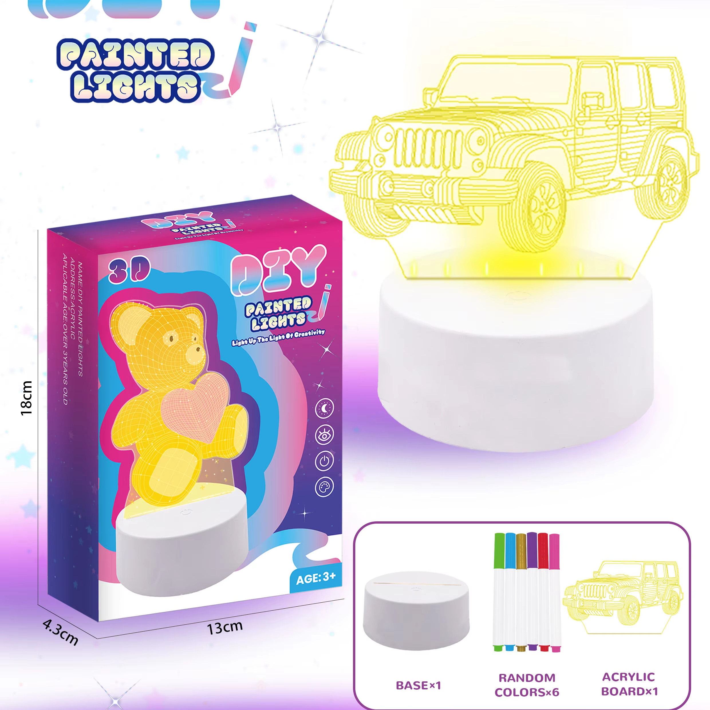 Creative Acrylic Lamp  Gl-CY12 3 Color Changing Drawing Board USB Touch Night Light Guangli 1