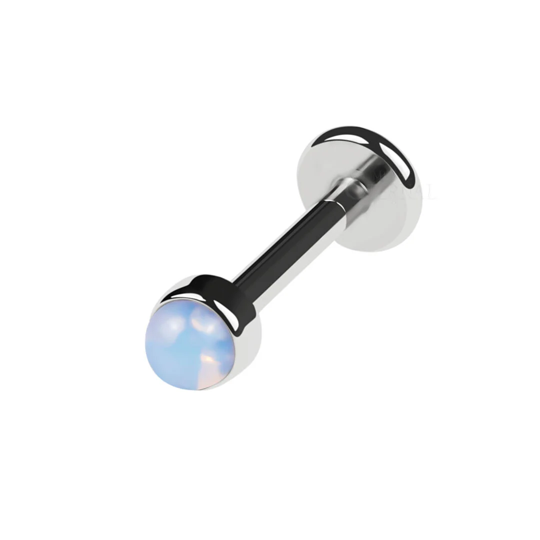 Eternal Metal Astm F136 Titanium Threadless Push In Labret Studs With Bezel Set Oplite Stone Body Jewelry/piercing Jewelry 1