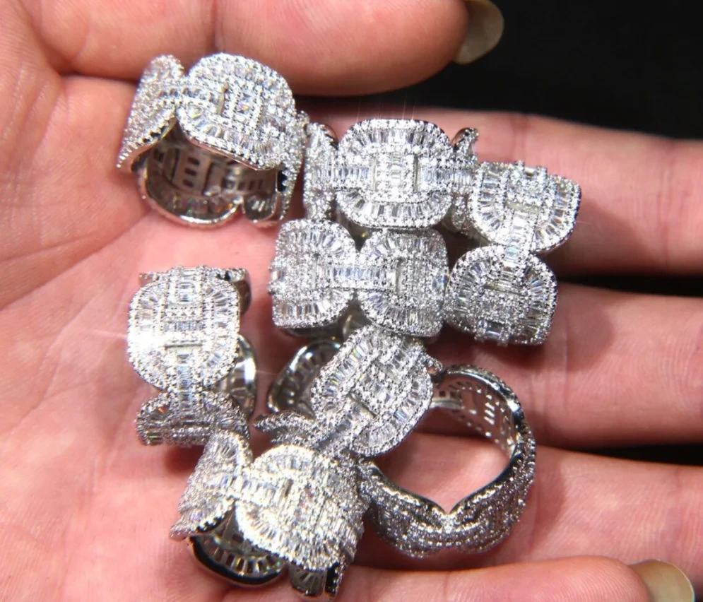 Herren Hip Hop Style Hochzeit Verlobungsring 10k Gold Moissanit Diamond Ring Männer Hip Hop 1