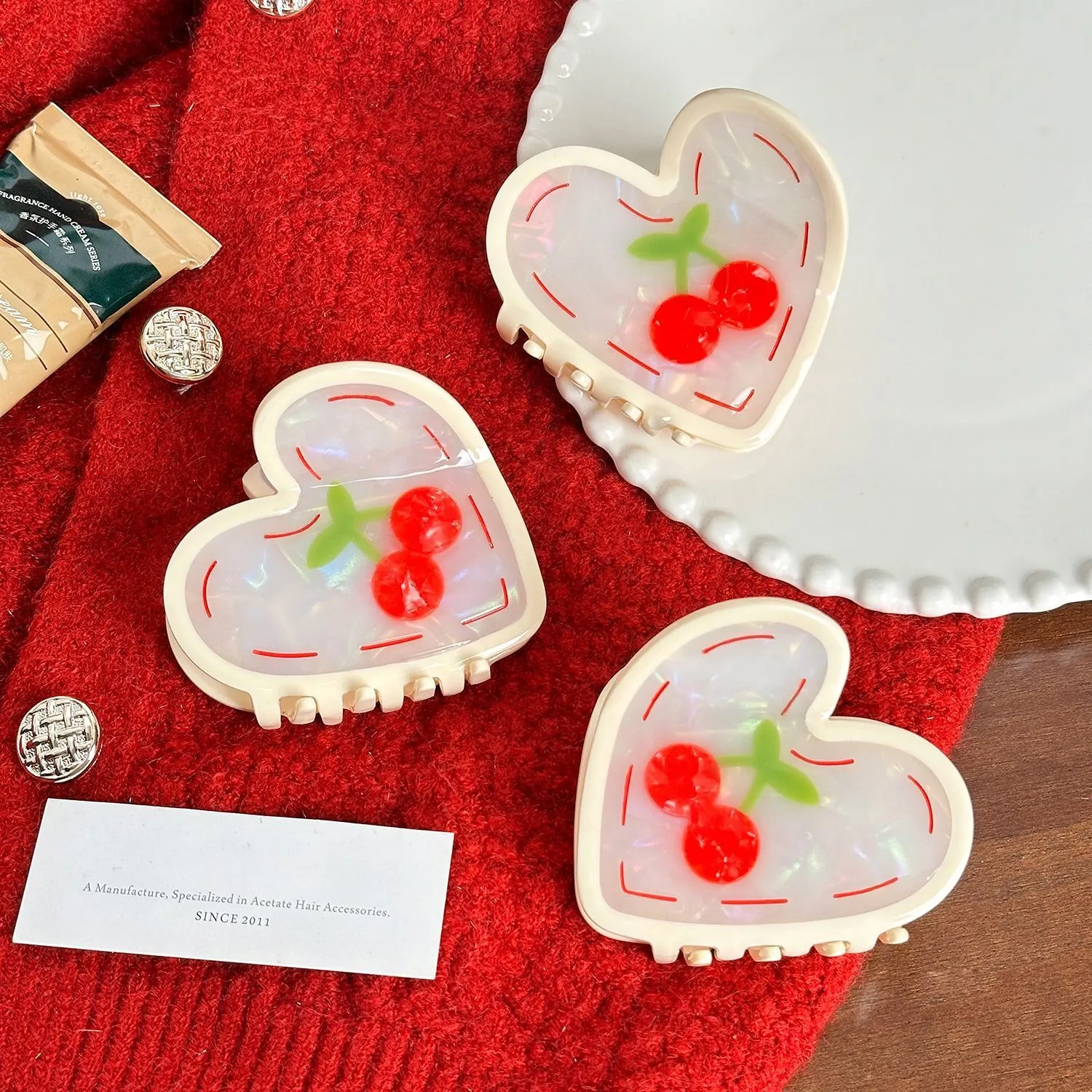 Dowell Cute Cartoon Heart-shaped Acetate Hair Claw 7.5cm European New Design Hair Decoration Clip Accessories 1