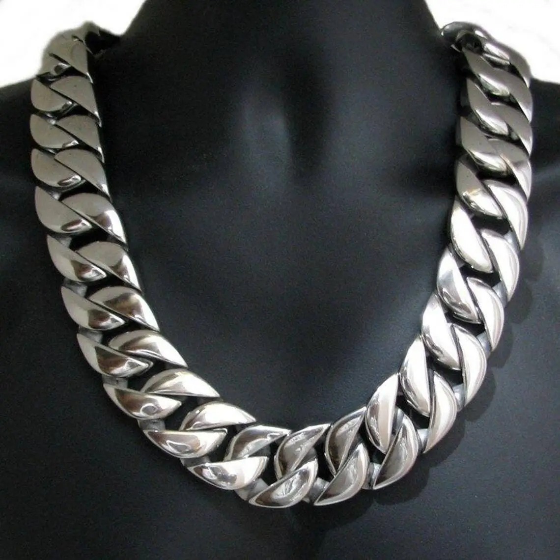 Factory Price 25mm Width Sterling Silver 925 Link Jewelry Men Hip Hop Cuban Link Chain Necklace 1