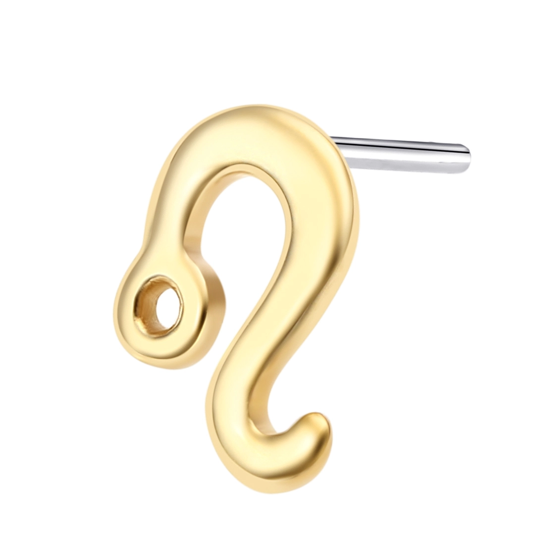 Eternal Metal 14k Solid Gold Zodiac Signs Leo Cartilage&labret Helix Jewelry Threadless Push In Ends Tops 1