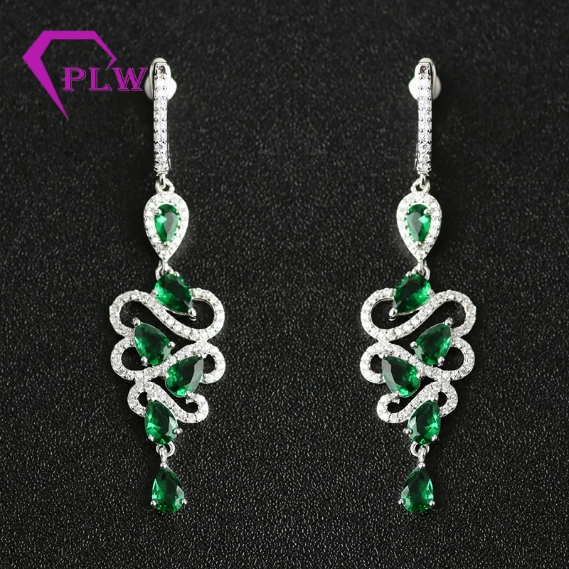 Provence Jewely 3-5mm Pear Rose Cut Lab Grown Emerald Earrings Wedding Party Gift For Girl Wife Trendy Classic Style 1