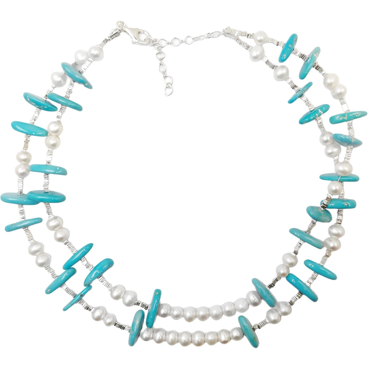 Ẹbun Igba otutu S925 Fadaka Ati Turquoise Adayeba Pẹlu Pearl Didara Didara Ẹgba Gbona Tita onigun mẹta ẹgba Fadaka 1