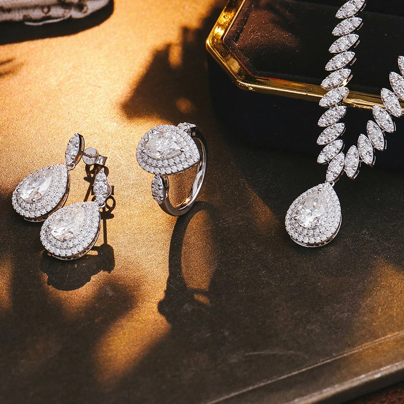 Estilo de Hip Hop Boda Moissanite Diamond Diamante Joyas de oro chapadas en oro Capado de oro de 18 k 1