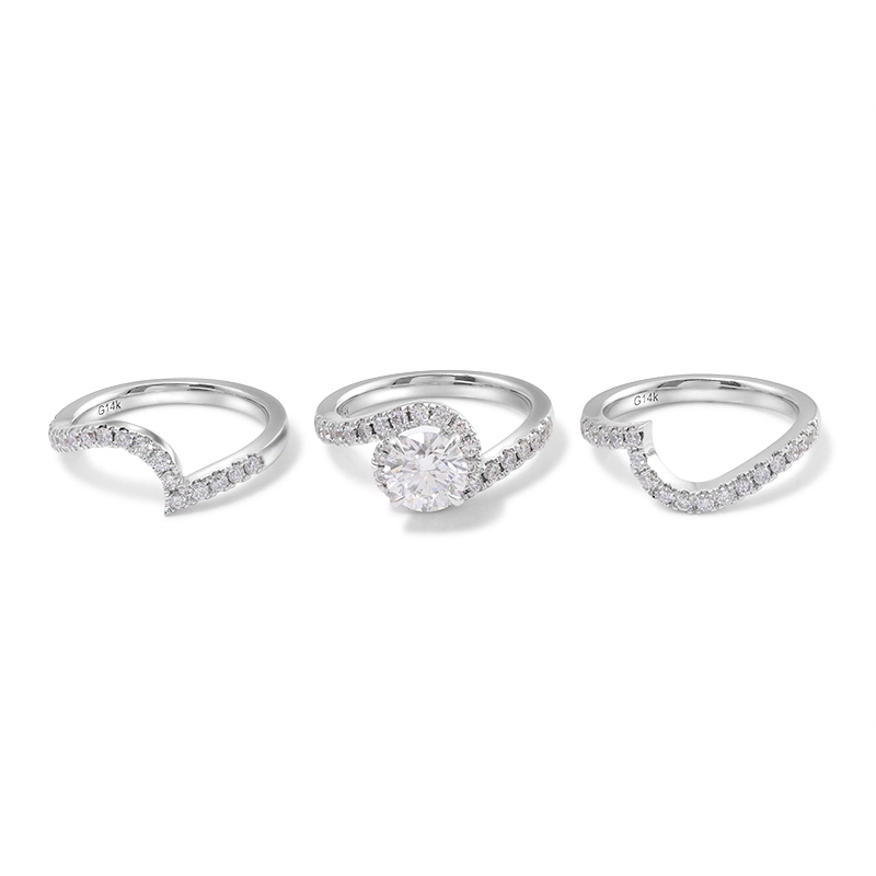 Venta caliente Mujeres 18K Gold de oro Def Color 2 quilates Anillo de boda Moissanite con alianza de bodas 1
