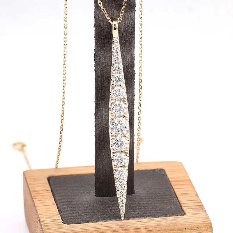 Fine Jewelry High Quality Moissanite Pendant Necklace 14k White Yellow Gold Gra Certificate Customize Pendant Moissanite Jewelry 1