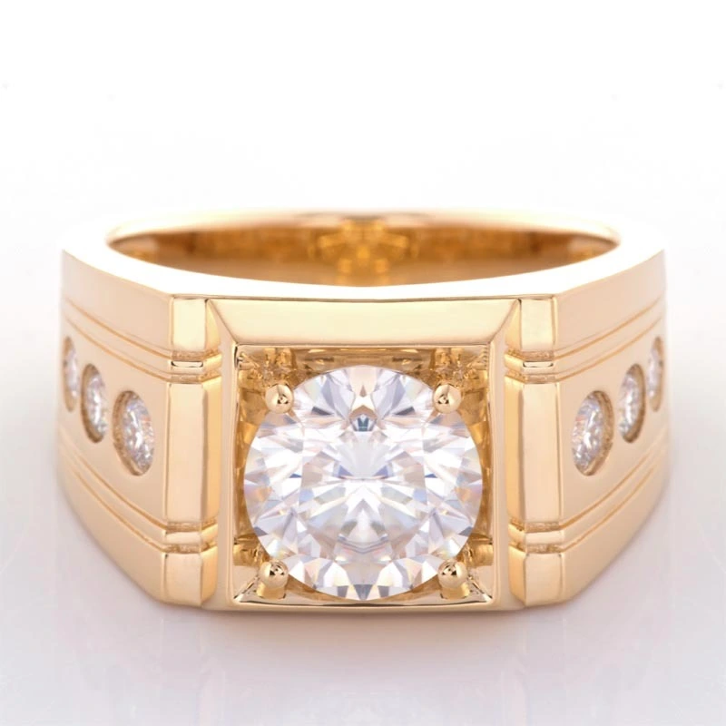 خواتم المجوهرات الراقية من الذهب مطلي بالفضة الفضية الخاتم المفتوح Moissanite المشاركة رجال رنين فاخر عالي الجودة 1