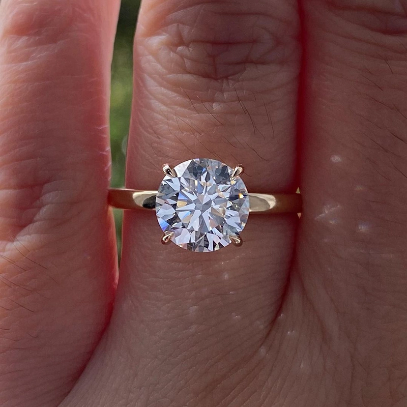 1.0ct 1.5ct 2ct Solid Gold Cvd Diamond Engagement Ring In 14k Rg Wg Yg Def-vvs1 Round Cut Lab Grown Diamond Rings For Bride 1