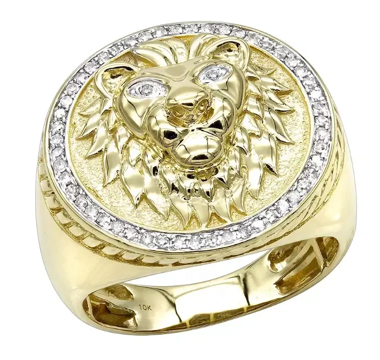 925 Sterling Solid Silver Lion Head Diamond Ring For Men Hip Hop Ring Iced Out Anniversary Silver Moissanite Letter Ring 1