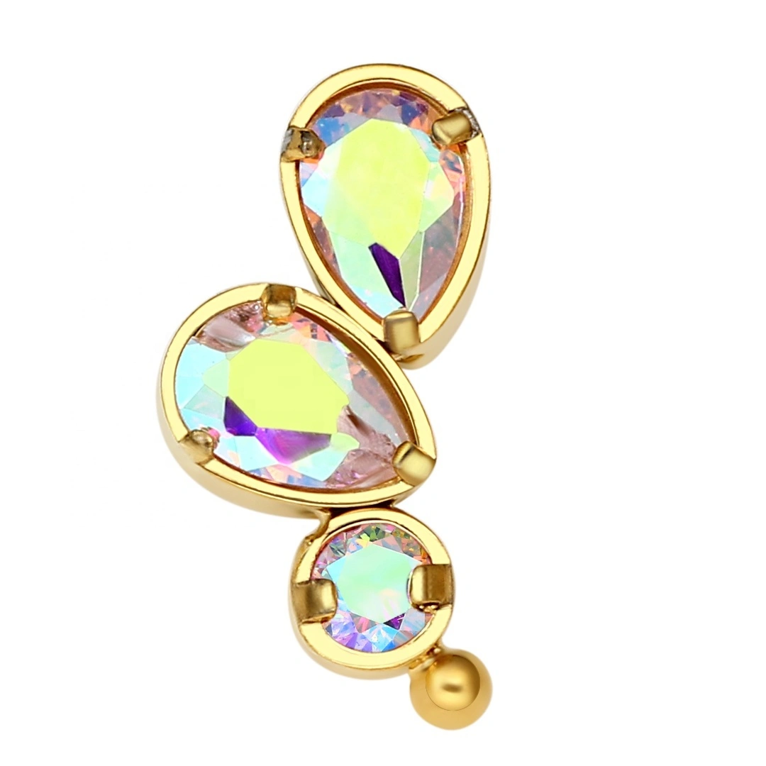Eternal Metal Astm F136 Titanium Threaded Tops With Pear Cz Piercing Jewelry 1