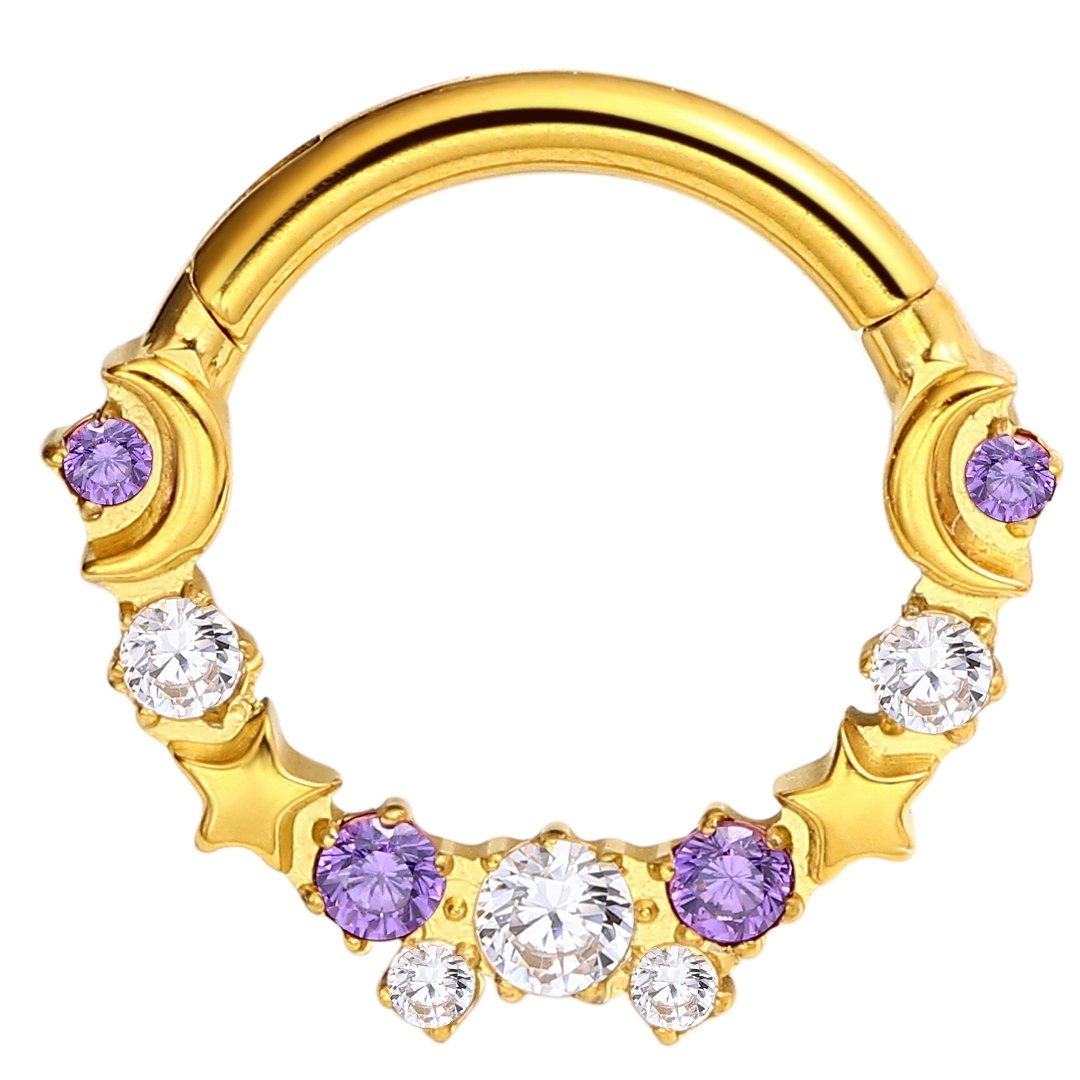 Eternal Metal Astm F136 Titanium Delicate Unique Hinged Segment Clicker With Zircon Multiple Color Piercing Jewelry 1