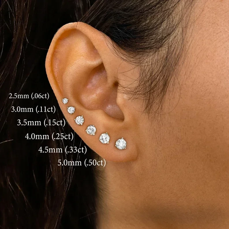 Fine Jewelry Earrings Drop Ship Silver/10k/14k/18k Gold 0.5ct Moissanite And Lab Diamond Fine Stud Earrings Jewelry Women 1