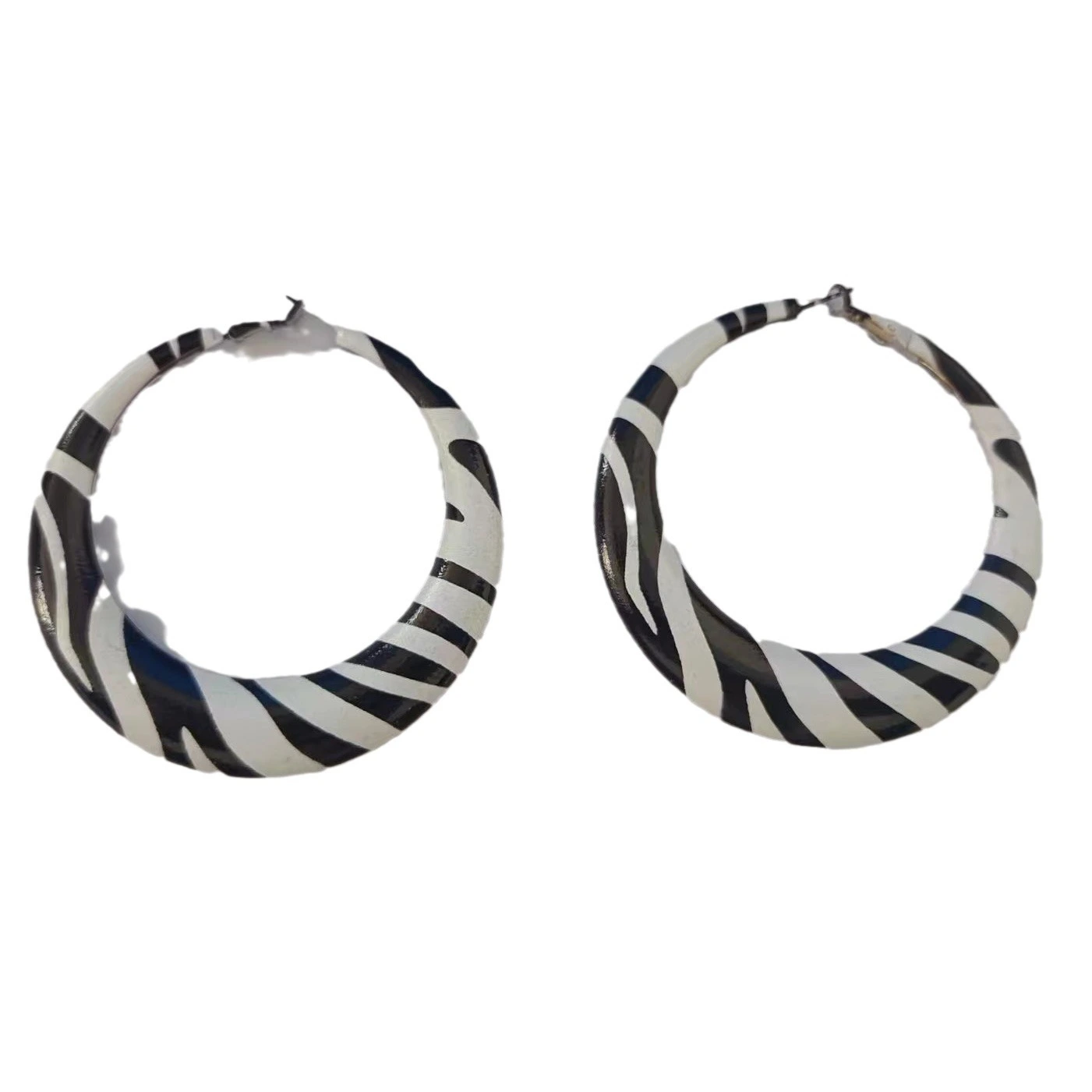Wholesale Women's Retro Fashion Leopard Print Cow Pattern Earrings Geometric Circle Hoop Earrings With Pearl Stone Trendy Style 1