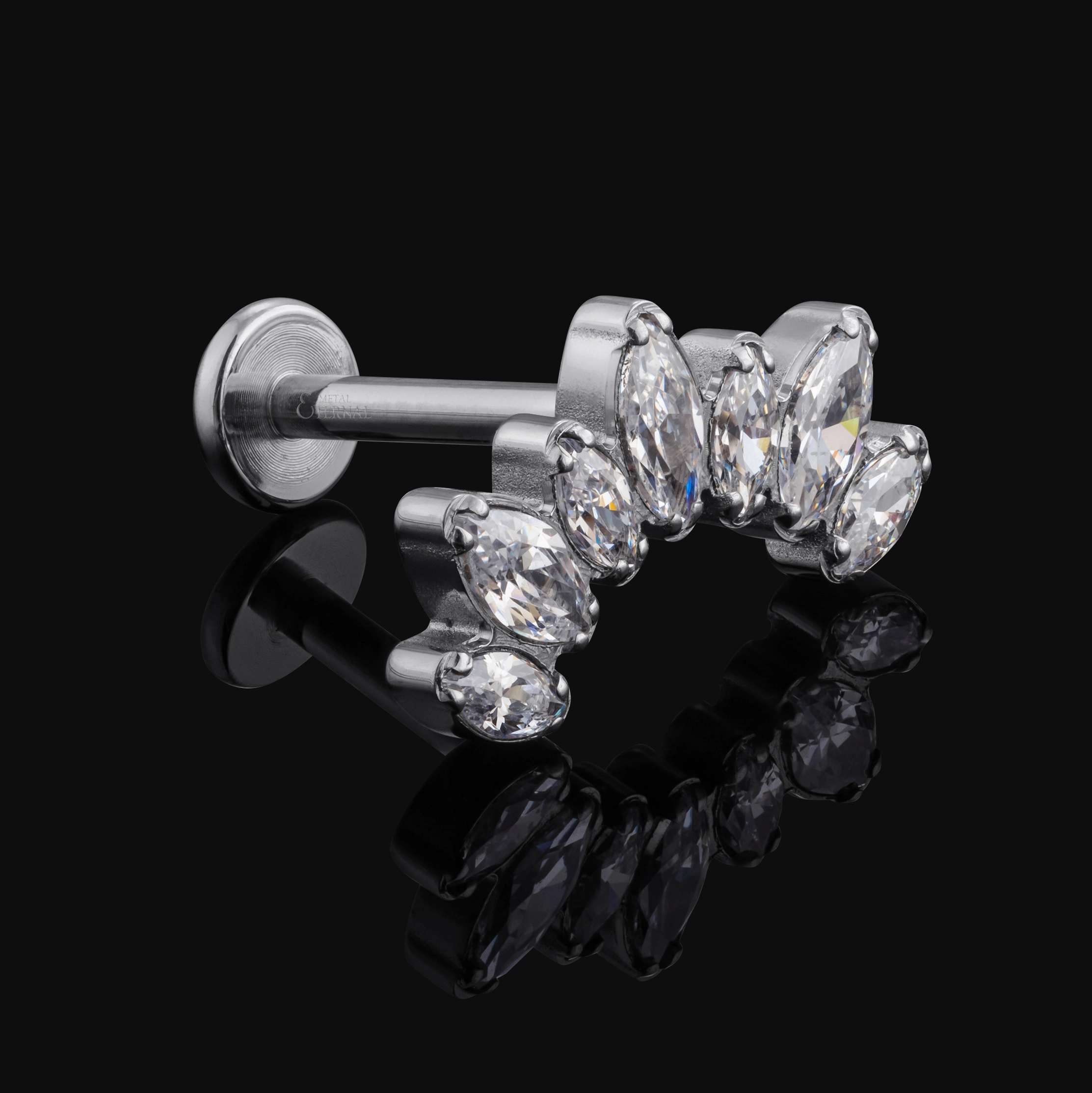 Eternal Meterl Astm F136 Titanium Internally Threaded 7 Marquise Stones Cluster Body Piercing Labret Piercing Jewelry 1