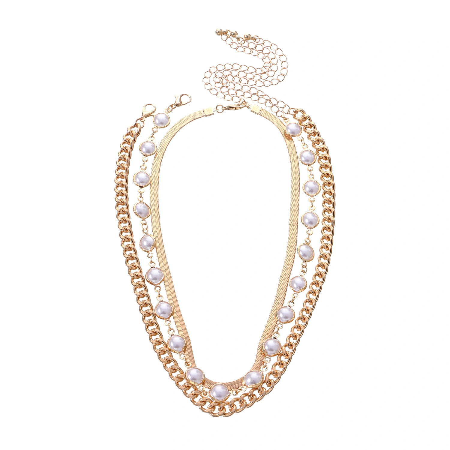 New Vintage Exaggerated Round Pearl Necklace For Women With Simple And Simple Snake Shaped Multi-layer Necklace 1