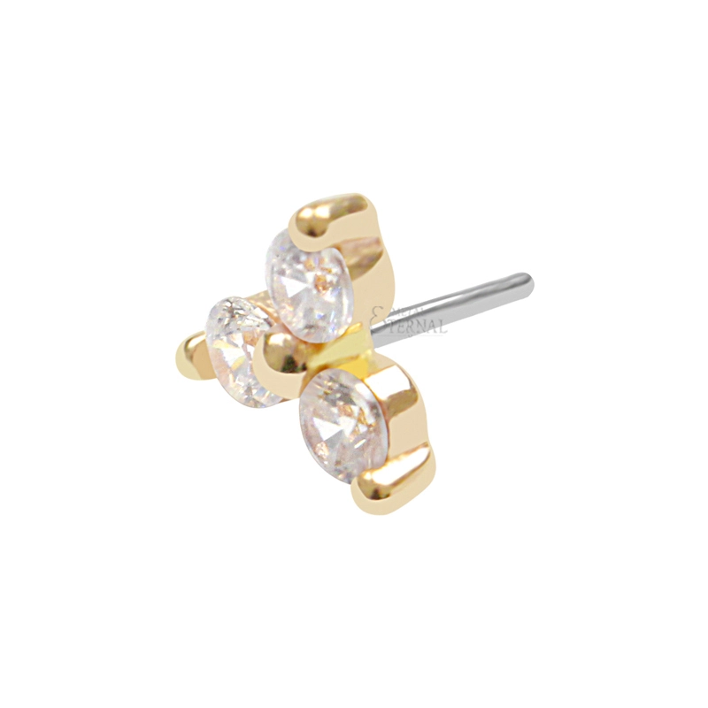 Eternal Metal 14k Gold Flower Threadless Ear Piercing Jewelry 1