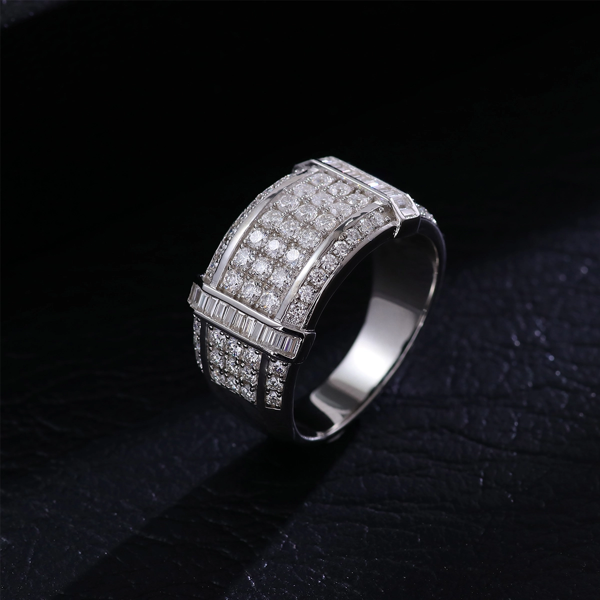 Hip Hop Jewelry Men anillo de hielo Def VVS MOISSANITE Diamante Anillo de diamantes 10k 14K 18K Gold Moissanite Ring Band 1
