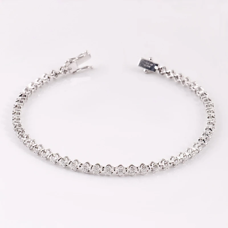 Zertifikat erhältlich. Runder Moissanit-Diamant-Armreif mit hervorragendem Schliff, VVS, aus massivem 18 Karat Weißgold als Geschenk 1